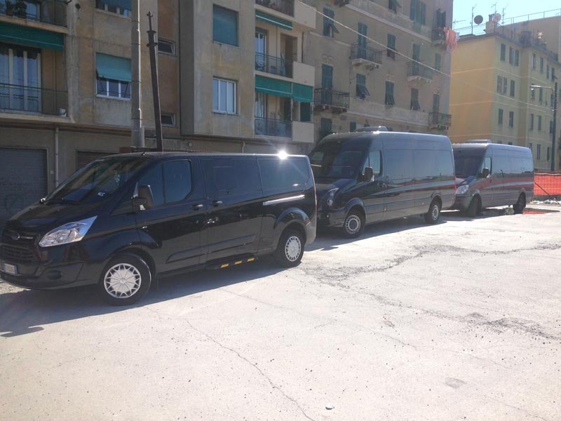 Три пассажирских минивэна, припаркованные в ряд